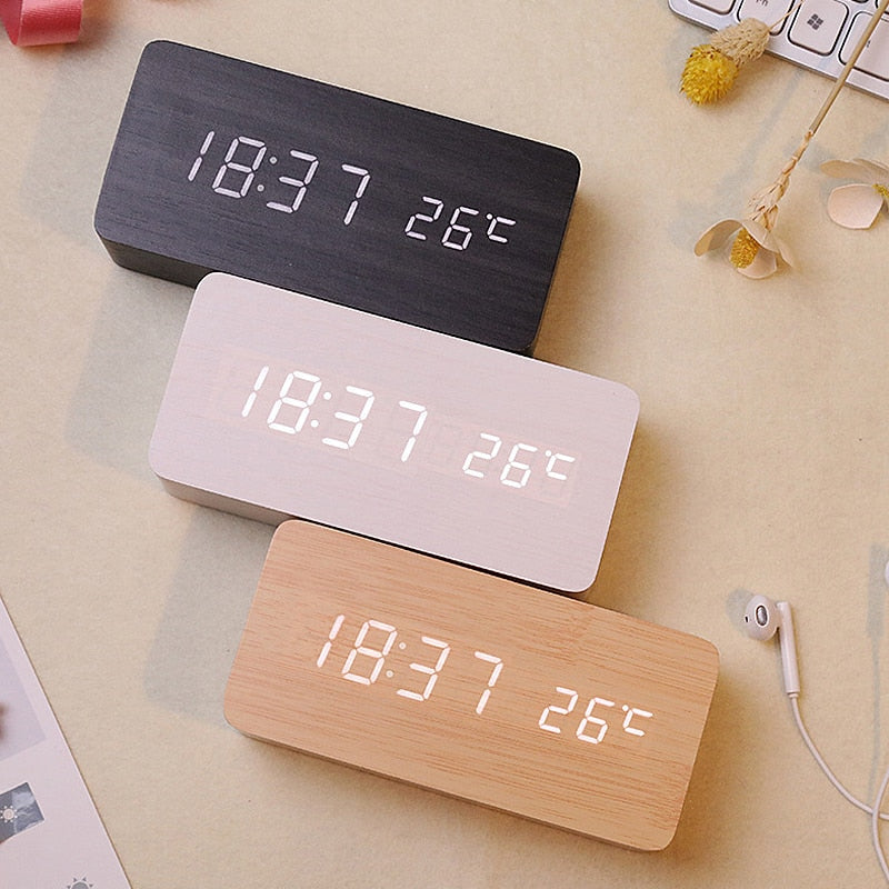 Digital Wooden Style Alarm Clock